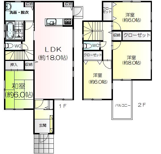 Floor plan. 31,800,000 yen, 4LDK, Land area 195.99 sq m , Building area 110.95 sq m
