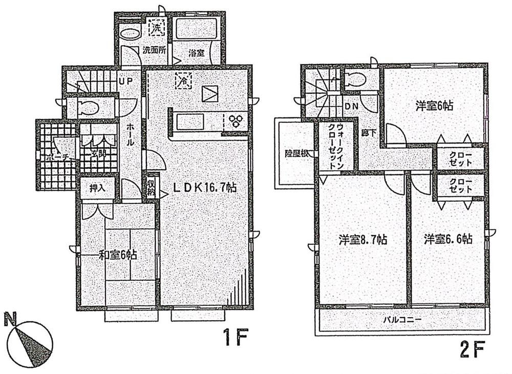 Floor plan. (Building 2), Price 25,800,000 yen, 4LDK, Land area 169.56 sq m , Building area 105.16 sq m
