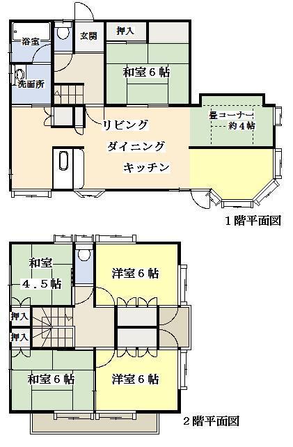 Floor plan. 24,800,000 yen, 5LDK, Land area 216.63 sq m , Building area 107.65 sq m parking space 2 cars. 