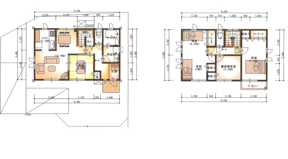 Floor plan. 22.5 million yen, 5LDK, Land area 179.52 sq m , Building area 99.36 sq m