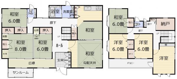 Floor plan. 27,800,000 yen, 9K+S, Land area 1178.1 sq m , Building area 192.81 sq m