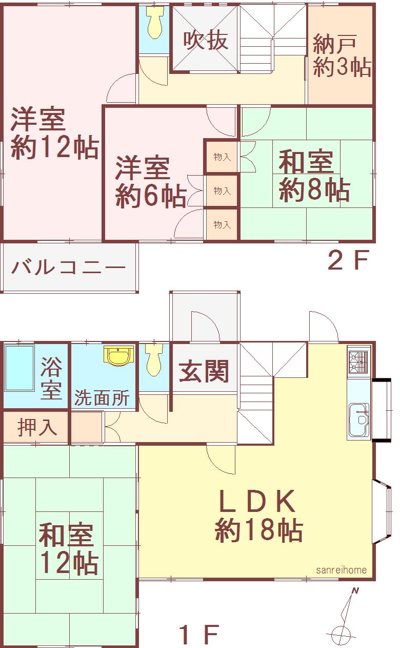 Floor plan. 31,800,000 yen, 4LDK + S (storeroom), Land area 274.7 sq m , Building area 130.83 sq m