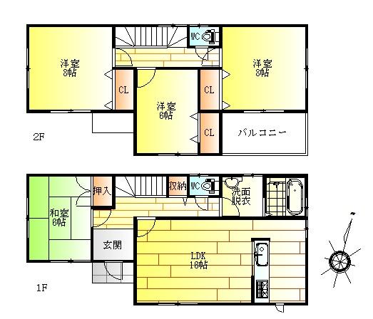 Floor plan. 32 million yen, 4LDK, Land area 155.33 sq m , Building area 105.99 sq m