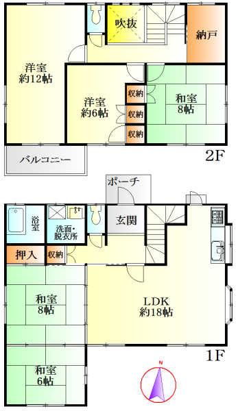 Floor plan. 29,700,000 yen, 5LDK+S, Land area 274.7 sq m , Building area 130.83 sq m
