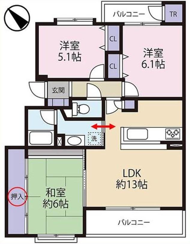 Floor plan. 3LDK, Price 15.8 million yen, Occupied area 68.83 sq m , Balcony area 7.6 sq m