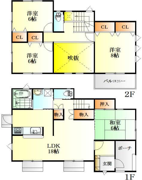 Floor plan. 26,800,000 yen, 4LDK, Land area 215 sq m , Building area 110.12 sq m