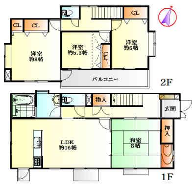 Floor plan. 27,800,000 yen, 4LDK+S, Land area 244.53 sq m , Building area 110.95 sq m