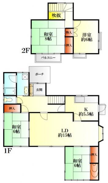 Floor plan. 19,800,000 yen, 4LDK, Land area 245.94 sq m , Building area 106.4 sq m
