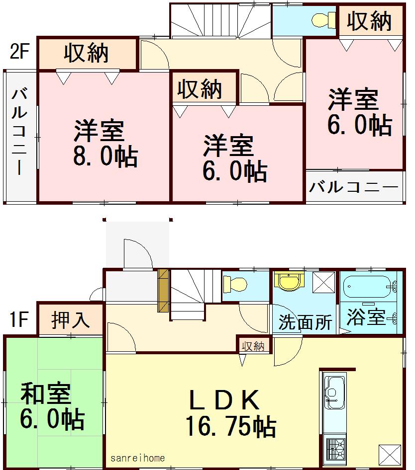 Floor plan. 30.5 million yen, 4LDK, Land area 151.7 sq m , Building area 105.16 sq m
