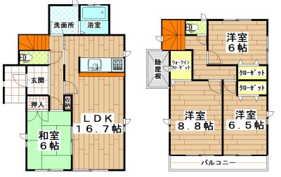 Floor plan. 25,800,000 yen, 4LDK, Land area 169.56 sq m , Building area 105.16 sq m