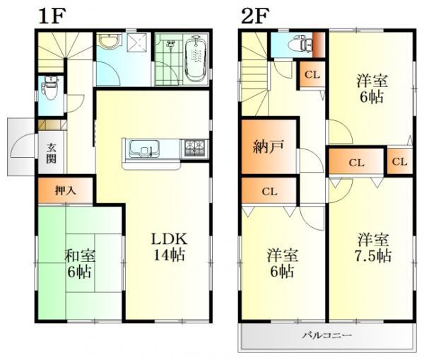 Floor plan. 23,900,000 yen, 4LDK, Land area 122.39 sq m , Building area 97.2 sq m