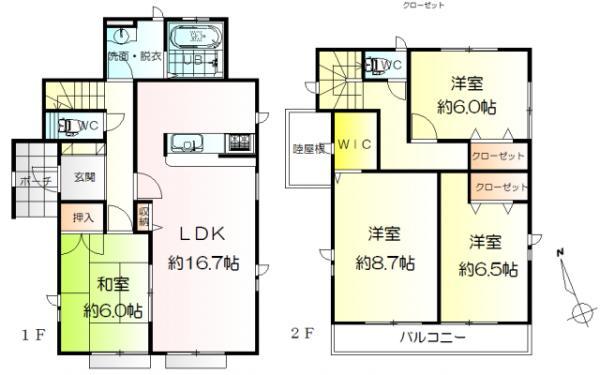 Floor plan. 25,800,000 yen, 4LDK, Land area 169.56 sq m , Building area 105.16 sq m