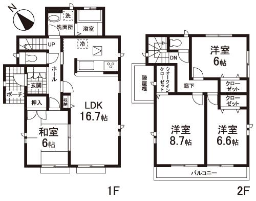 Floor plan. 25,800,000 yen, 4LDK, Land area 169.56 sq m , Building area 105.16 sq m