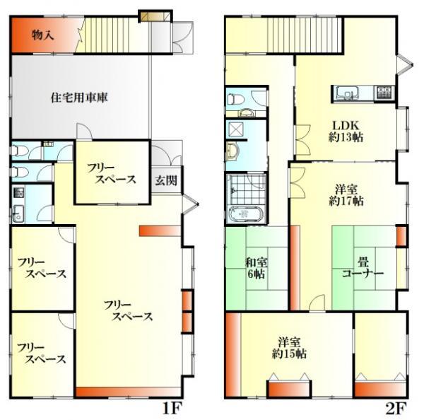 Floor plan. 29,800,000 yen, 3LDK+3S, Land area 259.21 sq m , Building area 227.17 sq m