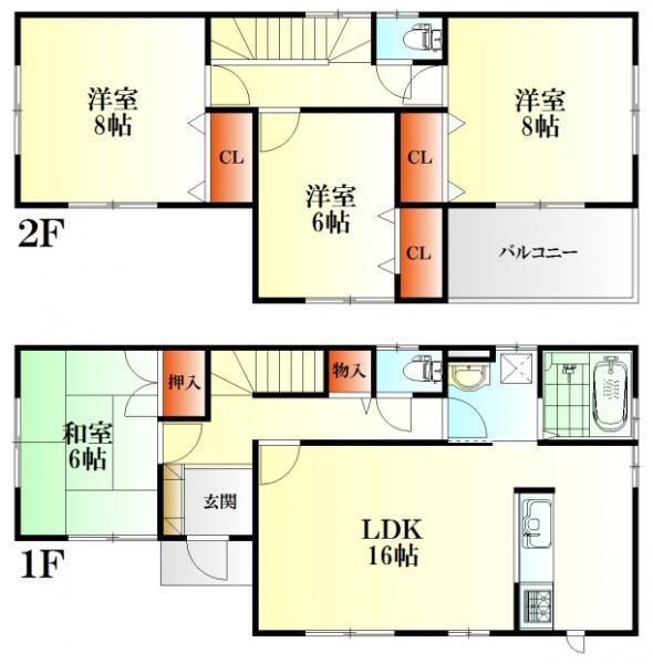 Floor plan. 32 million yen, 4LDK, Land area 155.33 sq m , Building area 105.99 sq m