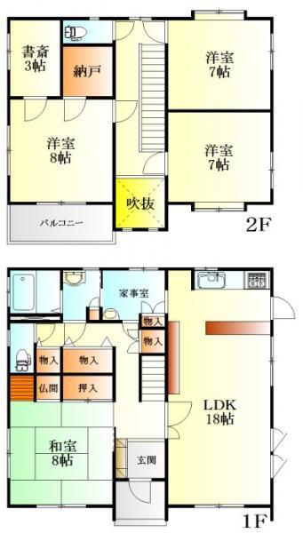 Floor plan. 26,800,000 yen, 4LDK+S, Land area 223.06 sq m , Building area 131.47 sq m