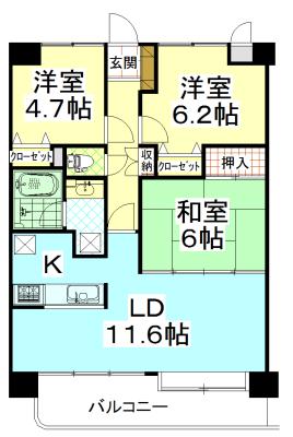 Floor plan. 3LDK, Price 15.8 million yen, Occupied area 66.24 sq m , Balcony area 10.8 sq m