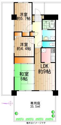 Floor plan. 3LDK, Price 9.7 million yen, Occupied area 61.01 sq m