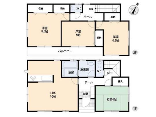 Floor plan. 28.5 million yen, 4LDK, Land area 190.22 sq m , Building area 105.99 sq m floor plan