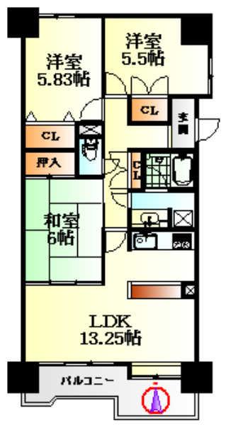 Floor plan. 3LDK, Price 18,800,000 yen, Occupied area 70.23 sq m , Balcony area 10.2 sq m