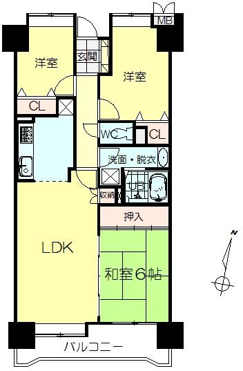 Floor plan. 3LDK, Price 13.8 million yen, Occupied area 71.84 sq m , Balcony area 9.48 sq m