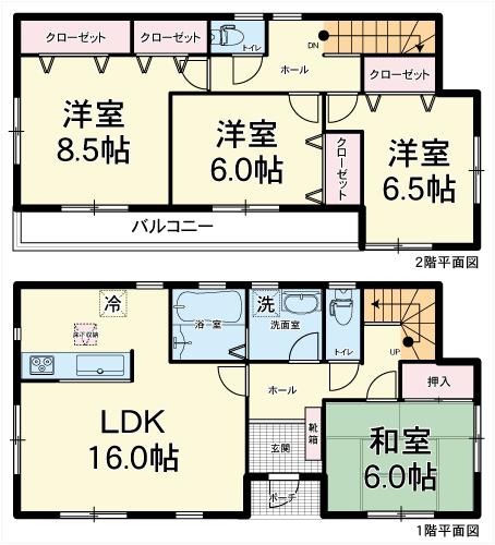 Floor plan. (3 Building), Price 28.5 million yen, 4LDK, Land area 190.22 sq m , Building area 105.99 sq m