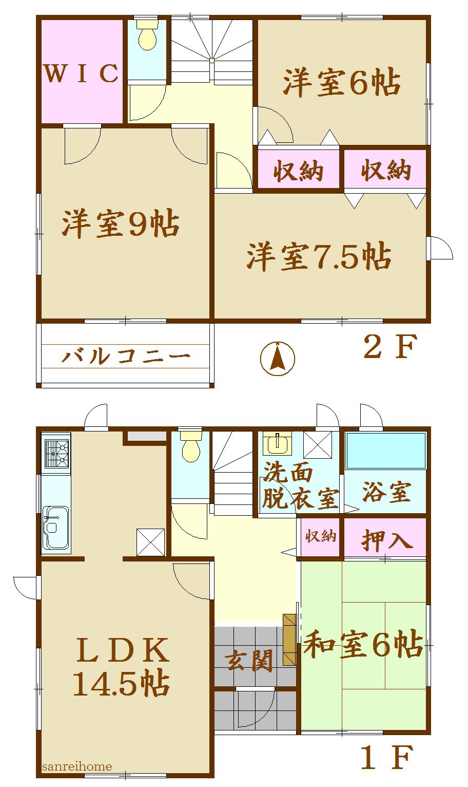 Floor plan. 26,800,000 yen, 4LDK, Land area 163.99 sq m , Building area 105.99 sq m