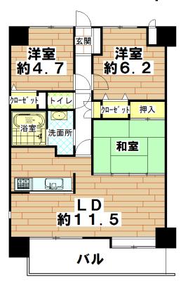 Floor plan. 3LDK, Price 15.8 million yen, Occupied area 66.24 sq m