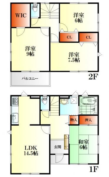 Floor plan. 26,800,000 yen, 4LDK, Land area 163.99 sq m , Building area 105.99 sq m