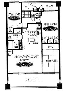 Floor plan. 3LDK, Price 26,800,000 yen, Occupied area 77.44 sq m , Balcony area 15.8 sq m