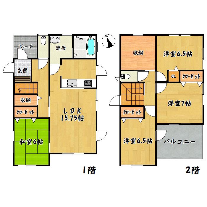 Floor plan. 30.5 million yen, 4LDK + S (storeroom), Land area 154.12 sq m , Building area 101.84 sq m Fukudamachi A Building