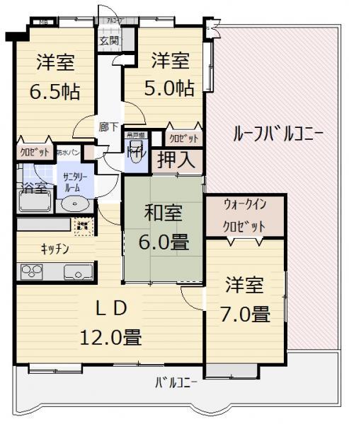Floor plan. 4LDK, Price 24,800,000 yen, Occupied area 81.95 sq m , Balcony area 11.95 sq m