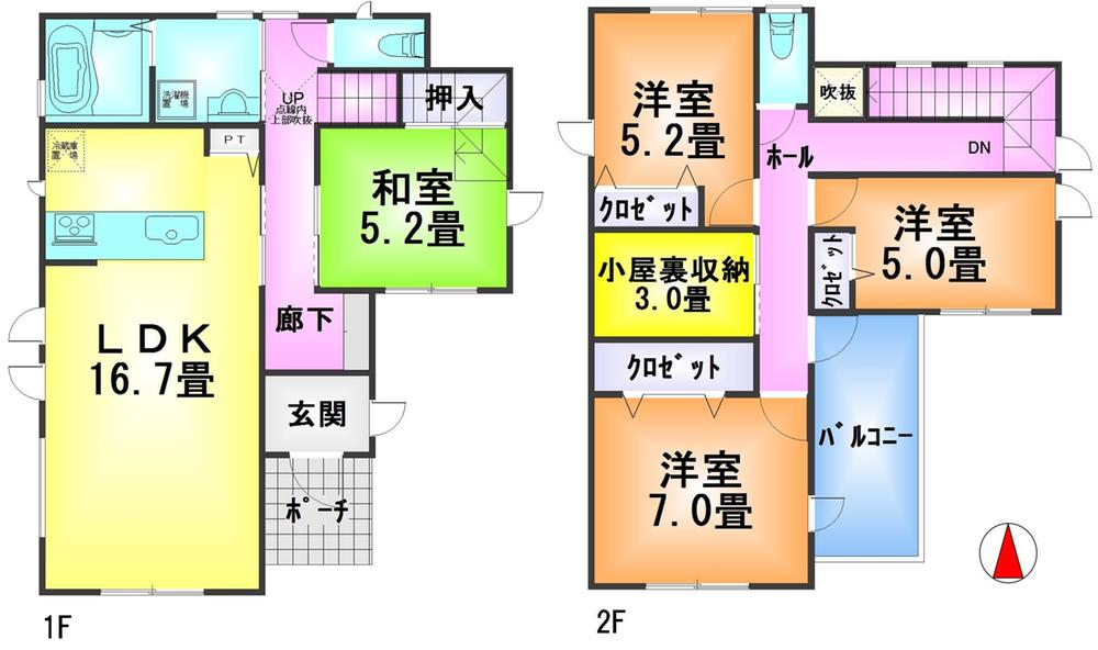 Floor plan. 29,800,000 yen, 4LDK + S (storeroom), Land area 207.35 sq m , Building area 102.88 sq m floor plan