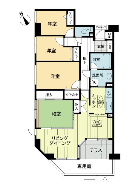 Floor plan. 4LDK, Price 17 million yen, Occupied area 88.16 sq m 4LDK