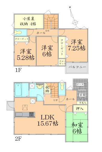 Floor plan. 28,900,000 yen, 4LDK + S (storeroom), Land area 190.39 sq m , Building area 101.43 sq m