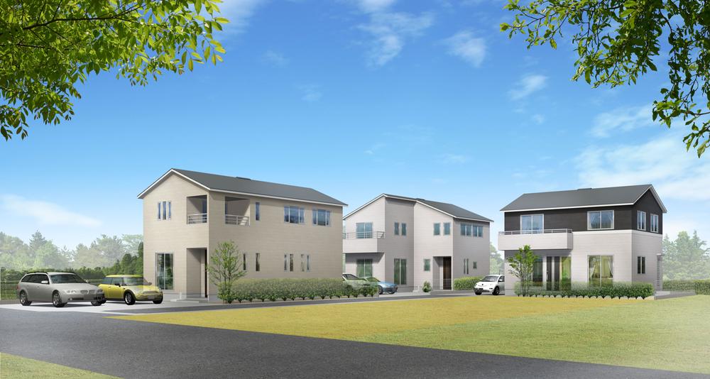 Rendering (appearance). (1 ~ 3 Building) close to the Rendering Nanakitagawa, 10 minutes of a good location by train to the city center in a living environment that is felt the nature of the transitory of the four seasons. Kindergarten in the surrounding area, primary school, Junior high school children within walking distance is also safe and comfortable.