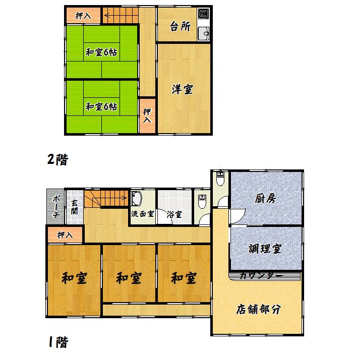 Floor plan. 18,800,000 yen, 3DK, Land area 233.46 sq m , Building area 134.14 sq m Tsurugayahigashi ・ House with store