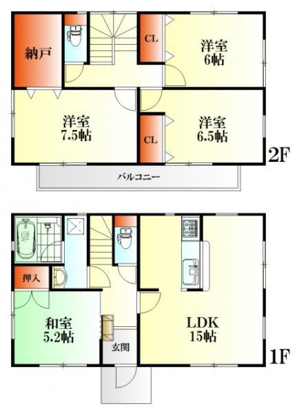 Floor plan. 26,900,000 yen, 4LDK, Land area 127.36 sq m , Building area 96.39 sq m
