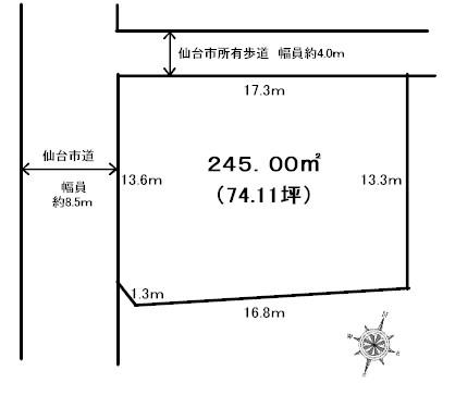 Compartment figure. Land price 20 million yen, Land area 245 sq m popular corner lot. Mitsui Outlet Park within walking distance. Mu building conditions. 