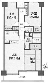 Floor plan. 3LDK, Price 15.9 million yen, Occupied area 66.36 sq m , Balcony area 8.99 sq m