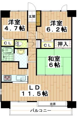 Floor plan. 3LDK, Price 15.8 million yen, Occupied area 66.24 sq m , Balcony area 10.8 sq m