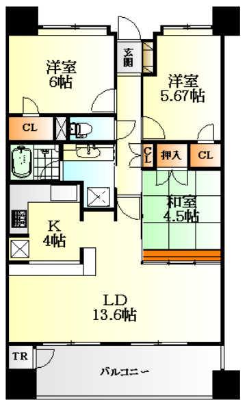 Floor plan. 3LDK, Price 24,800,000 yen, Occupied area 73.85 sq m , Balcony area 9.7 sq m