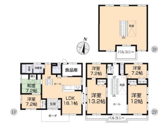 Floor plan. 61,500,000 yen, 6LDK, Land area 265.19 sq m , Building area 289.5 sq m floor plan