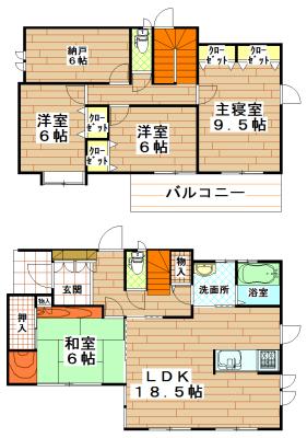 Floor plan. 36,900,000 yen, 4LDK+S, Land area 149.34 sq m , Building area 123.37 sq m