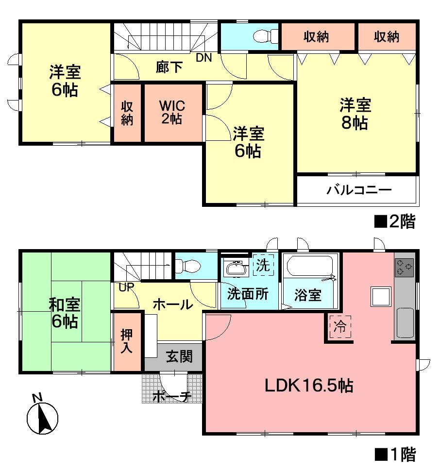 Floor plan. (Building 2), Price 28,900,000 yen, 4LDK, Land area 150 sq m , Building area 105.99 sq m