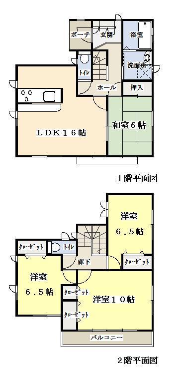 Floor plan. 27,800,000 yen, 4LDK, Land area 151.4 sq m , Building area 106.82 sq m parking space There are two cars.