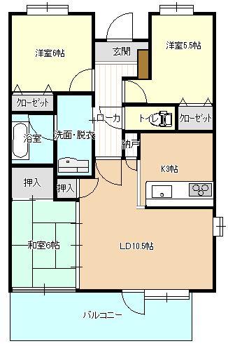 Floor plan. 3LDK, Price 16.8 million yen, Footprint 66.9 sq m