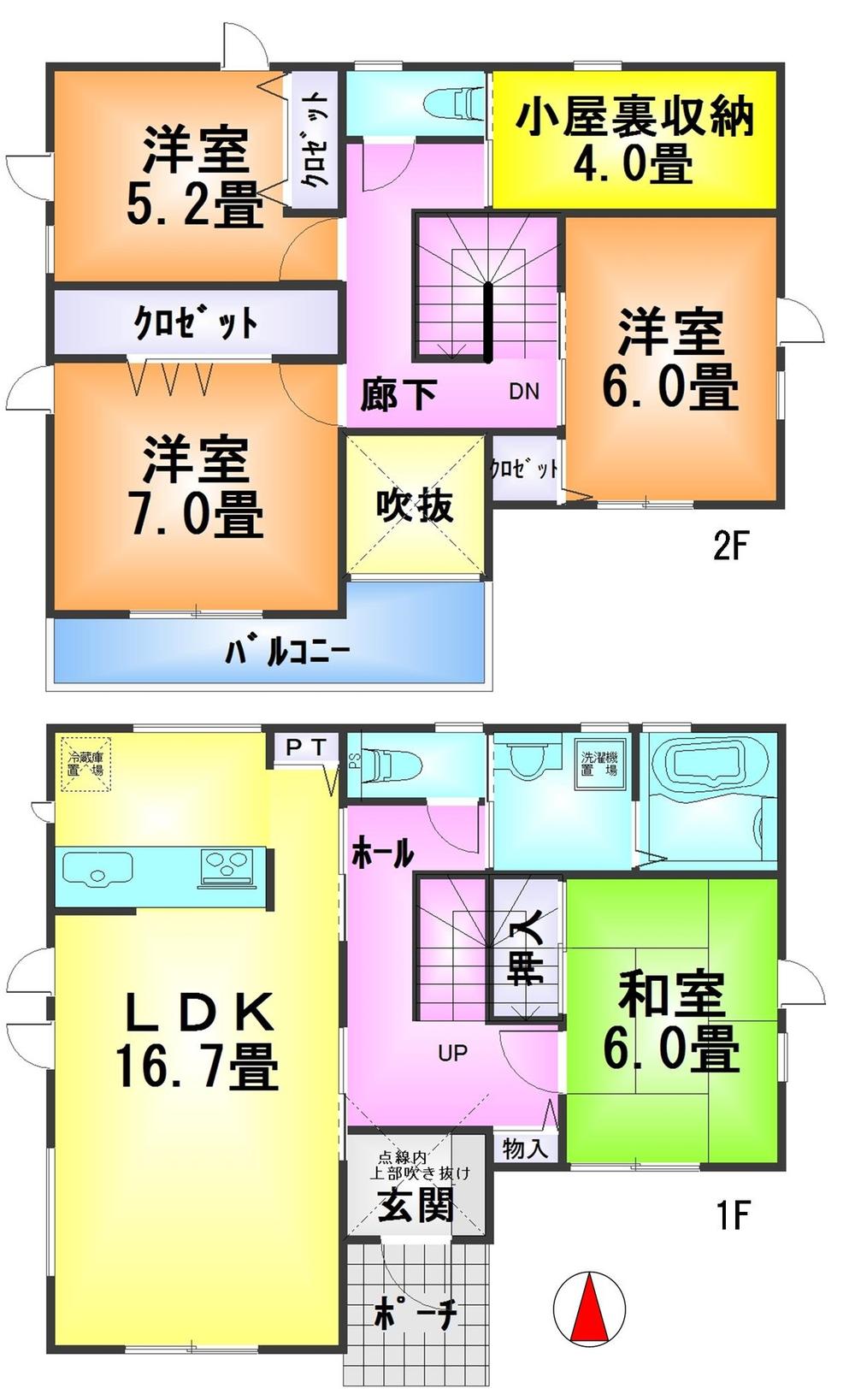 Floor plan. 31,800,000 yen, 4LDK + S (storeroom), Land area 132.3 sq m , Building area 104.33 sq m floor plan