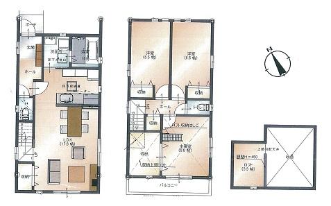 Floor plan. 33,500,000 yen, 3LDK, Land area 108.43 sq m , Building area 95 sq m