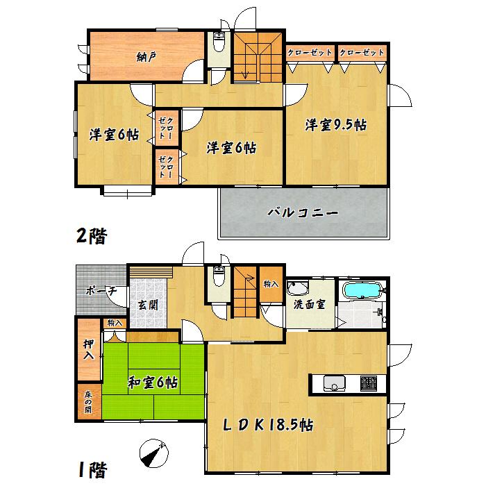 Floor plan. 36,900,000 yen, 4LDK + S (storeroom), Land area 149.34 sq m , Building area 123.37 sq m Nitta chome newly built single-family